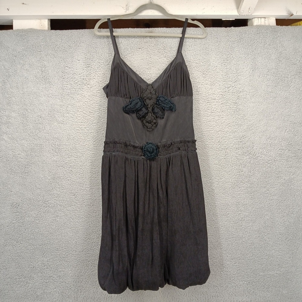 Charles Chan Silk Dress Women's Size 12 Black Sleeveless Embellished Cami Straps